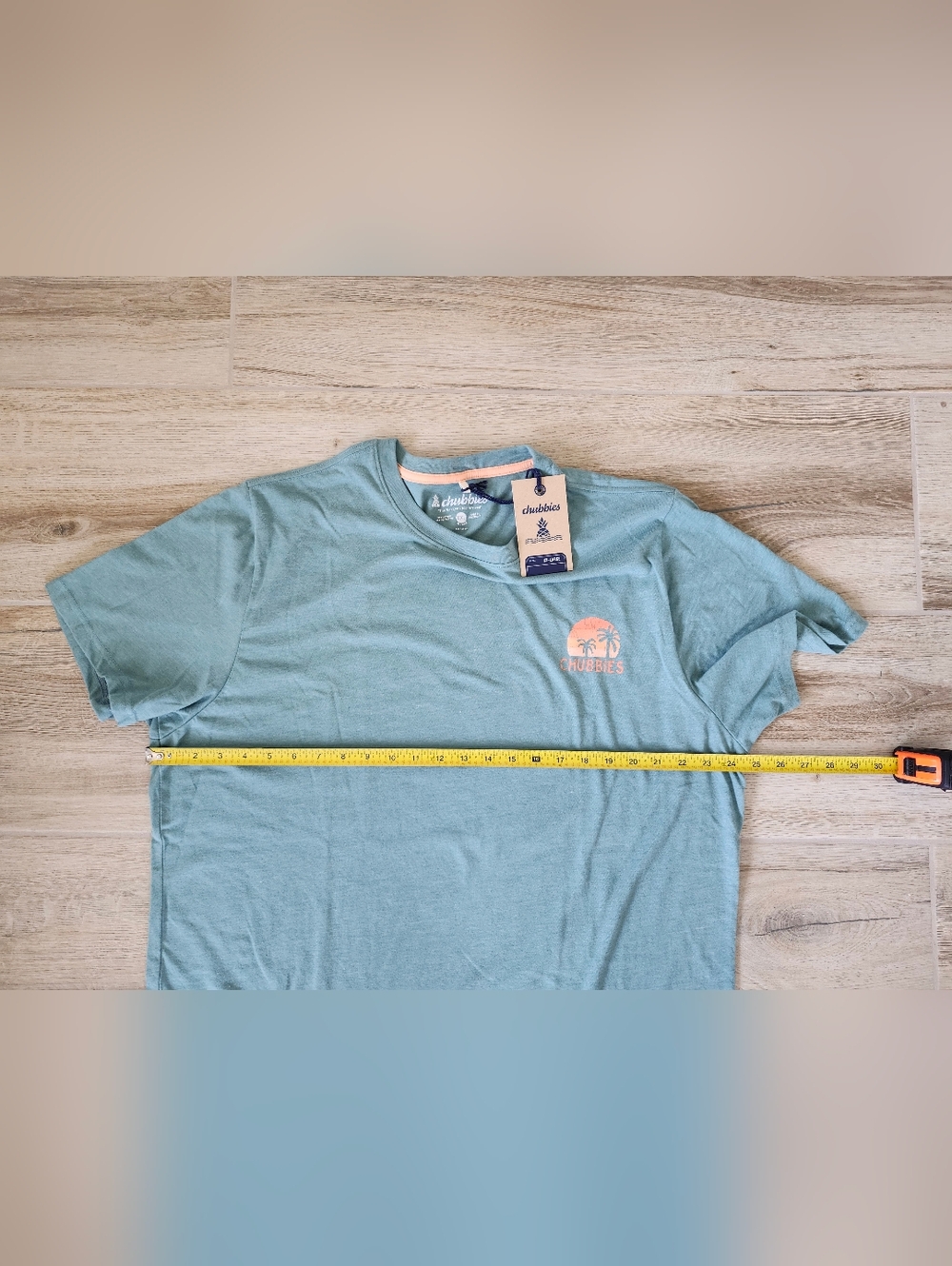 Chubbies The Weekend Has Arrived Green Tee with Peach Sunset Logo Men's XXL - Picture 6 of 7